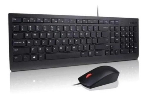 Combo Teclado Mouse Lenovo Essential Wired Español Negro