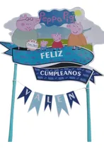 Comprar Topper Adorno De Torta Peppa Pig + 12 Pinchos Cupcakes