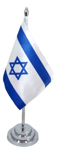 Bandeira De Mesa Dupla Face Israel (mastro 29 Cm Alt.) Cetim