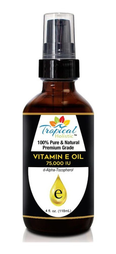 Tropical Holistic Aceite De Vitamina E 100% Puro, 4 Onzas, E