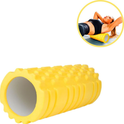 Rolo De Liberação Miofascial Pilates Massageador Foam Roller Cor Amarelo