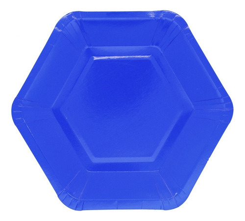 Plato Hexagonal Colores 17 Cm X6 Descartables - Cc Color Azul