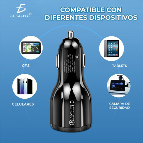 Turbo Cargador Para Auto Carga Rapida Qc 3.0 2 Puertos Usb