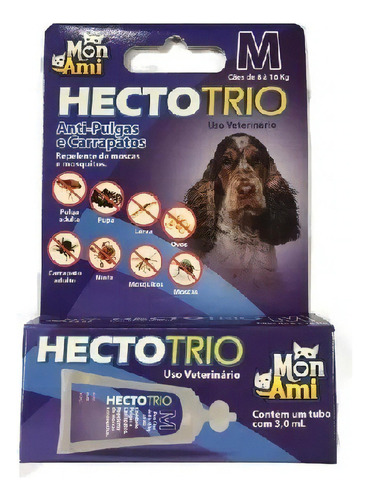 Hectotrio Antipulgas E Carrapatos Cães M 8kg A 16kg Peso máximo do animal 16 kg Peso mínimo do animal 8 kg