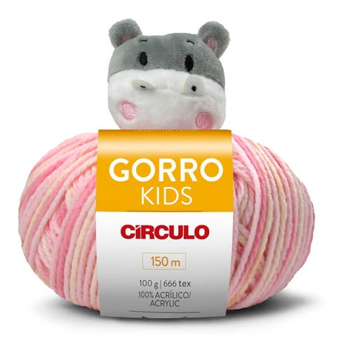 Gorro Kids Círculo Cor 9359 - HIPOPÓTAMO BELA