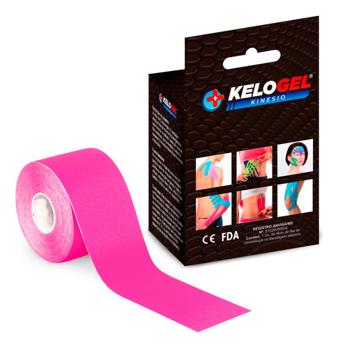 Fita Kinésio Tape Bandagem Elás. Kelogel Premium 5cmx5m 10un Cor Rosa