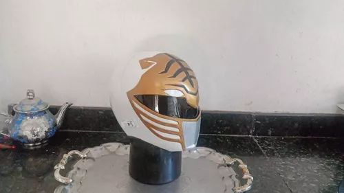 Capacete Power Rangers Branco e Amarelo Clássico Luxo