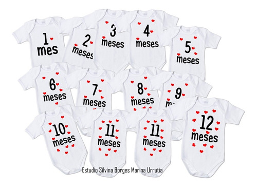 12 Body Bebe  1x Mes El Mejor Regalo 100% Algn Personalizado