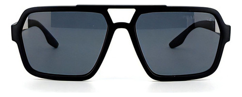 Gafas de sol Prada SPS01x DG0-02g 59 para hombre, montura polarizada, color negro, lente, color gris, negro, diseño rectangular, vástago, color negro