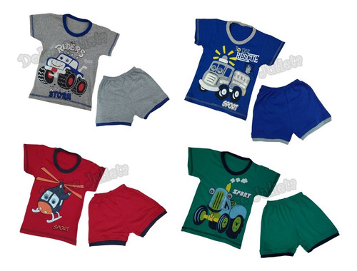 Pack X 3 Conjunto Bebe Niños Remera + Short H/5 Años Verano