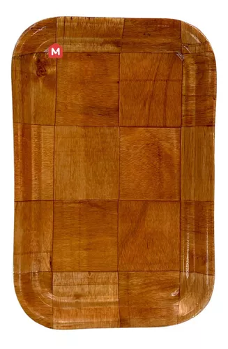 Bandeja Rectangular Madera Bambu Largo 33cm x Ancho 22cm x Alto