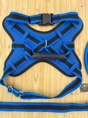 Peitoral Califórnia Para Cães Com Alça Acompanhando Guia 2mt Cor Azul