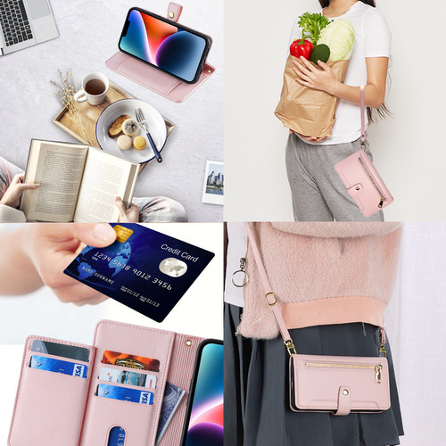 Funda De Cuero Para iPhone Carcasa De Bolsa Con 2 Correa