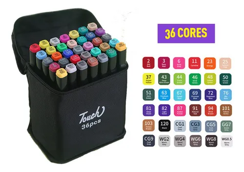 Conjunto Canetas Marcador Canetinha Ponta Dupla 36 Cores Kit