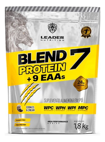 Blend 7 Protein + 9 Aminoácidos Pouch 1,8kg Leader Nutrition Sabor Cookies And Cream