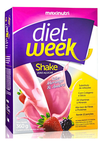 Diet Week - Sabor Morango E Amora - 360g- Maxinutri