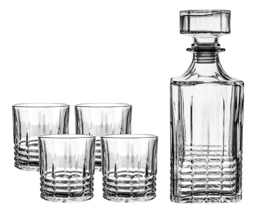 Set Whisky 5 Piezas Botella 4 Vasos Caja Regalo Pettish 