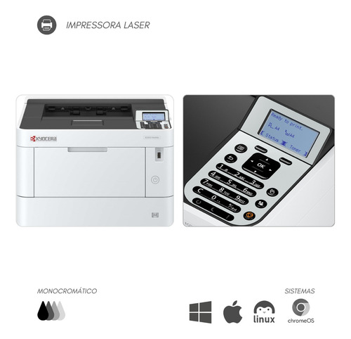 Impressora Kyocera Ecosys Pa4500x Pa4500 Laser Monocromática