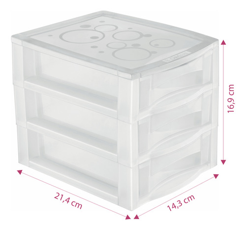 Cajonera Plástica Organizadora 3 Gavetas Mediana
