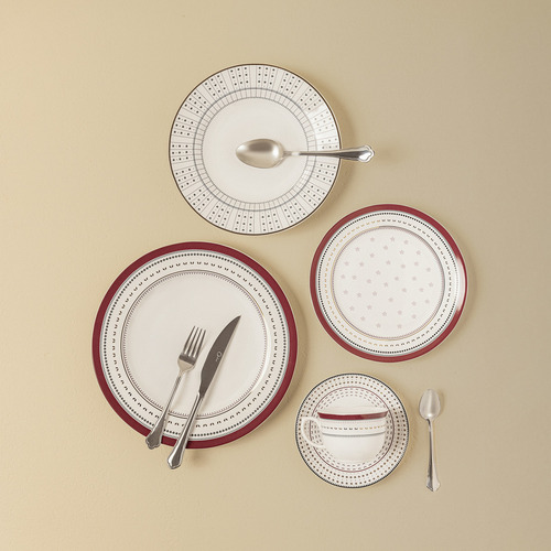 Aparelho De Jantar Flamingo Lafayette 30 Peças Oxford Porcelana