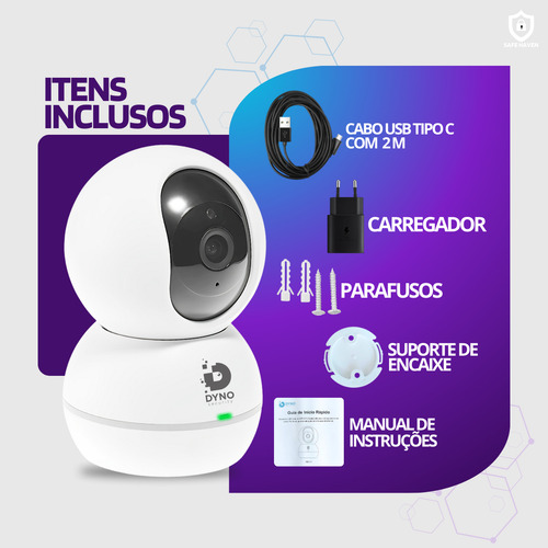 Câmera Segurança Babá Eletrônica Pet C/ Visão Noturna E Som Cor Branco