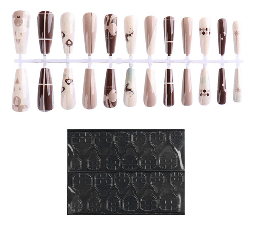 24 Pcs Uñas Falsas De Navidad Consejos De Uñas De Cubierta C