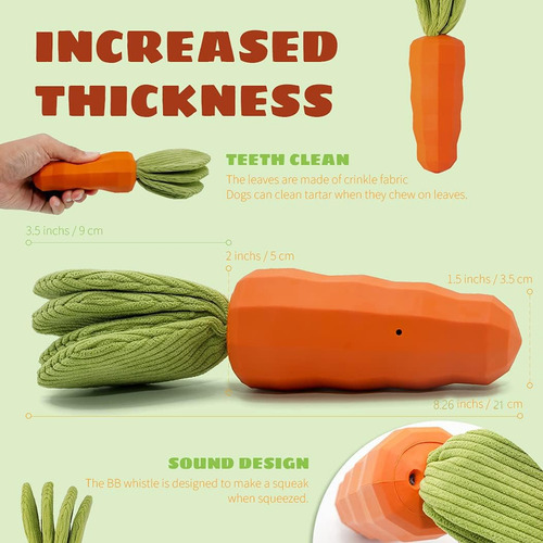 Juguete Masticable Para Perros Cooway Carrot Squeaky De Cauc