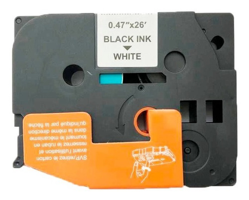 Imagen 3 de 5 de Cinta Alternativa Para Rotuladora Tze-231 12mm Negro/blanco