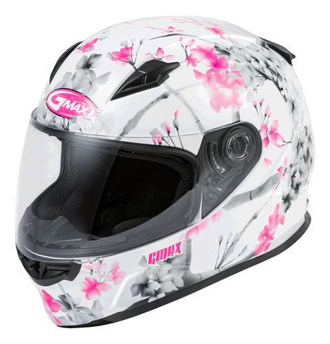 Casco Gmax Ff-49 Full-face Blossom Blanco/rosa/gris LG