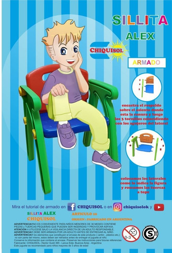 Imagen 3 de 3 de Sillita Infantil Alex - Chiquisol