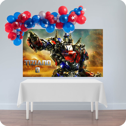 Banner Fondo Candy Bar Cumpleaños Transformers 120x70