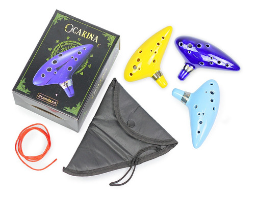 Flauta Ocarina Zelda Standard Cerâmica 12 Furos C Dó C/ Bag