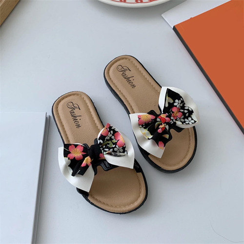 Zapato Para Niños De Verano Con Estampado De Flores Con Lazo