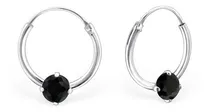 Comprar Aros De Plata 925, Argollas 12 Mm Circón Onix Mujer Hombre 