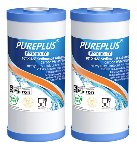 Pureplus Cartucho De Repuesto Para Filtro De Agua De Carbón 