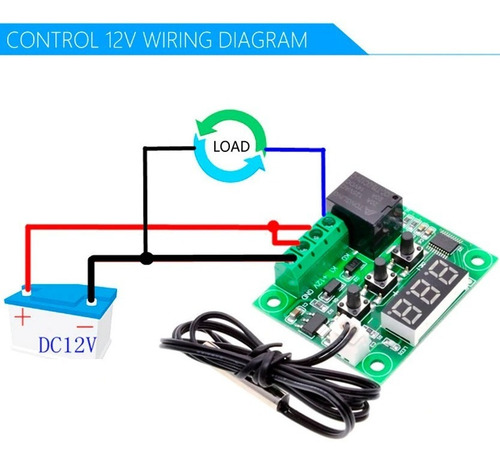 Imagen 3 de 7 de Termostato W120 Temperatura Interruptor Digital 12v+ Sensor