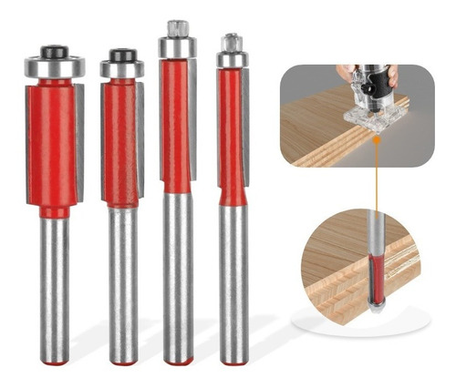 4 × Fresa Madera Copiadora Dif Medidas Bástago 1/4