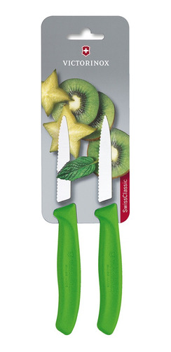 Cuchillo Verdura Swiss Classic Dentado Verde. Hoja 8 Cm.
