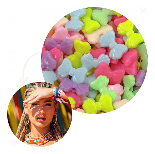 1300 Miçangas Laço Infantil 04x16mm Acrilico - Para Pulseira