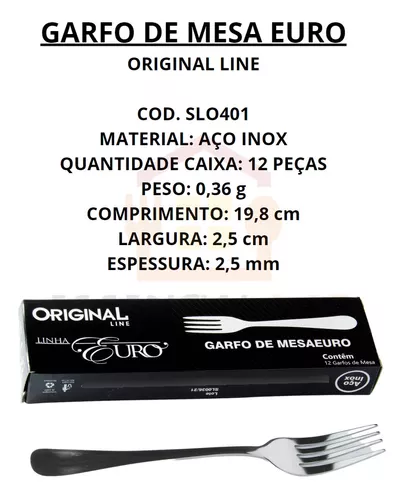 Kit Garfo + Faca Euro 48 Peças - Line - Original Line - Faqueiro