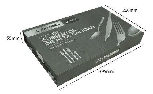 Set De Cubiertos Alpina Home Box 24 Piezas Acero Inoxidable