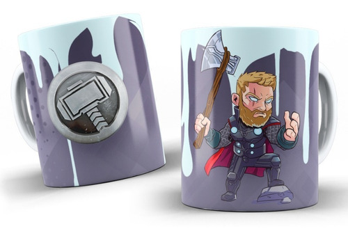 Taza Thor Con Stormbreaker Dibujo Y Martillo. 11 Oz.