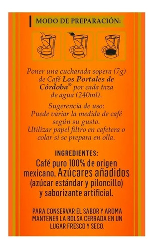 2 Pzs Café Los Portales De Córdoba Mezclado Con Azúcar 340 G