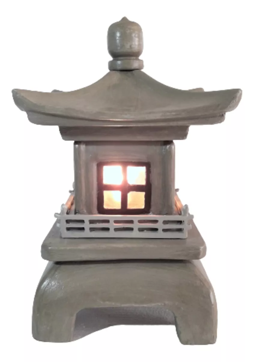 Lanterna de pedra japonesa sobre fundo branco decoração de jardim japonês  estilo cartoon