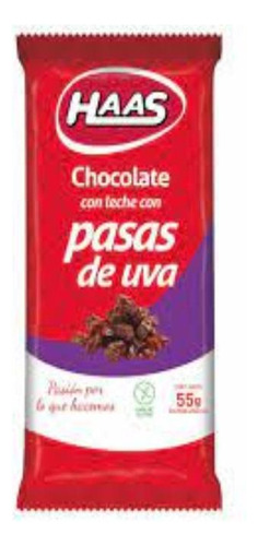 Tableta De Chocolate Haas Con Pasas 55 Grs.