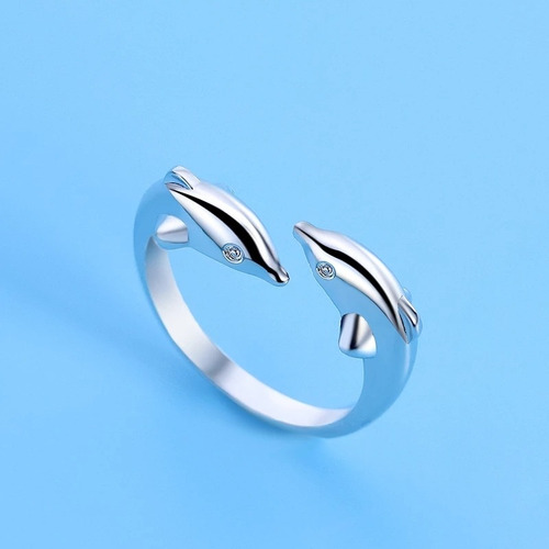 Imagen 6 de 7 de Anillo Delfin Plata 925 Ajustable Joyas Mujer