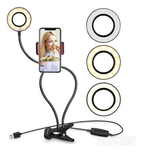 Ring Light De Mesa Iluminador Led Com Suporte Celular