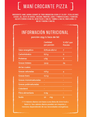 Mani Crocante Salado Sabor A Pizza Quento Snacks Horneados