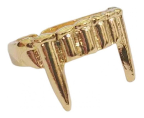 Anillo Dientes Vampiro Ajustable Dorado Colmillos Halloween