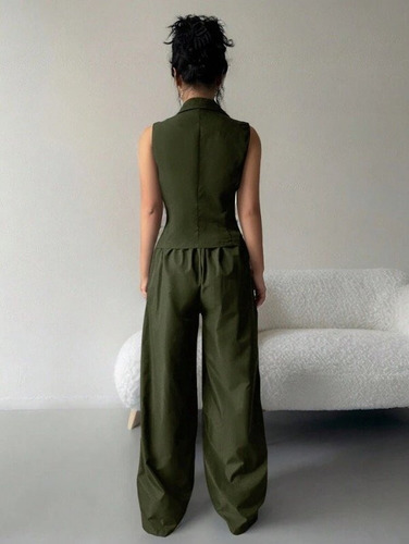 Conjunto Elegante De Chaleco Y Pantalon - Most Verde Oscuro L